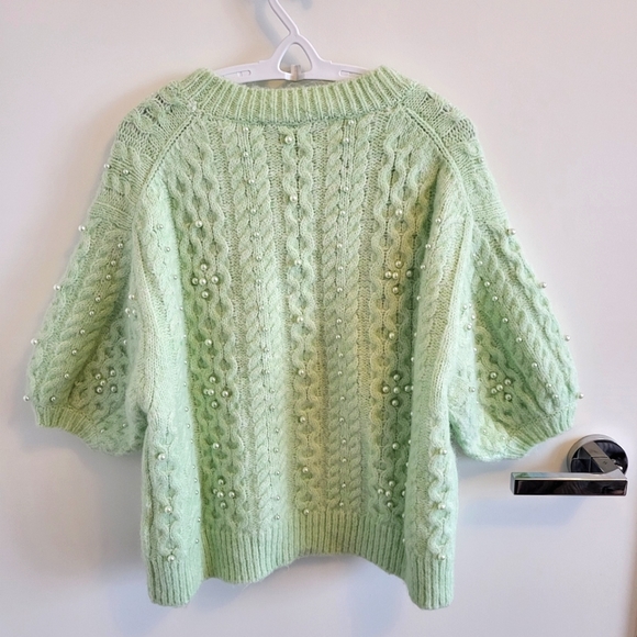 Zara Pearl Knit Crew Neck Sweater Top - Picture 7 of 10